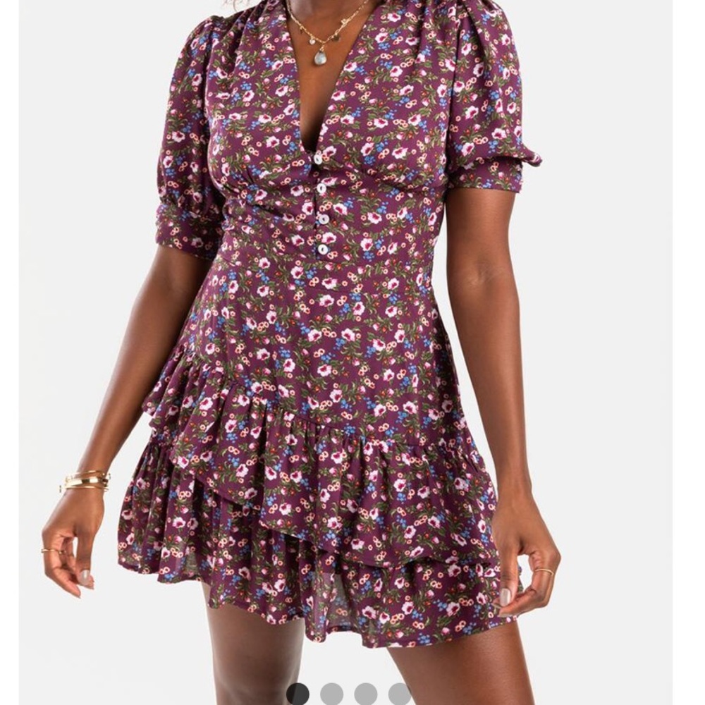 Francesca’s purple floral ruffle dress NWT